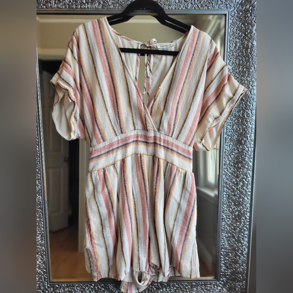 American Eagle Outfitters Striped Romper - Pink, Yellow, White